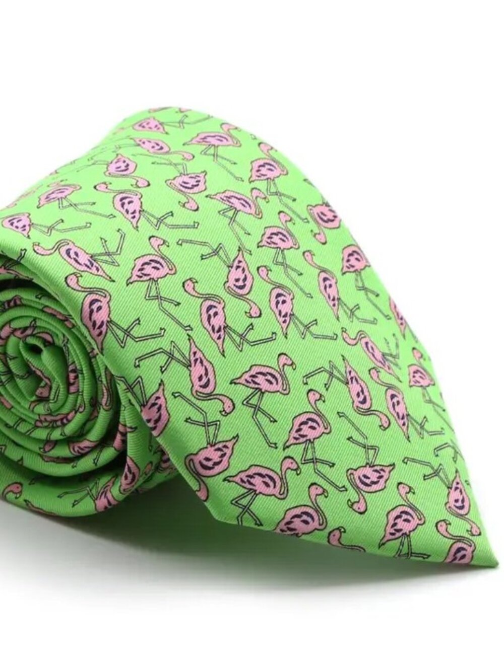 Ferrecci Flamingo Green Necktie with Handkerchief Set